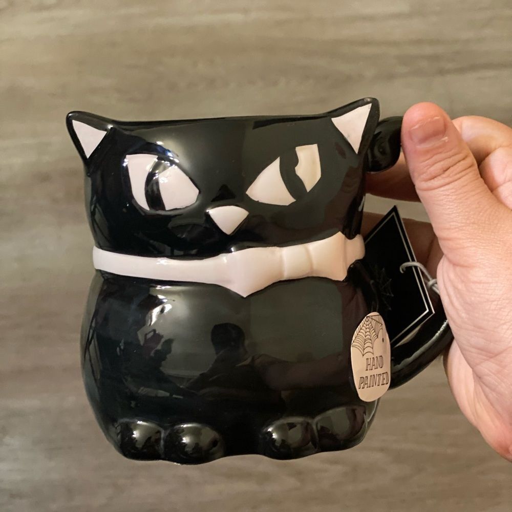 Cobwebs and Cauldrons Halloween Black Cat with Light Pink Bow